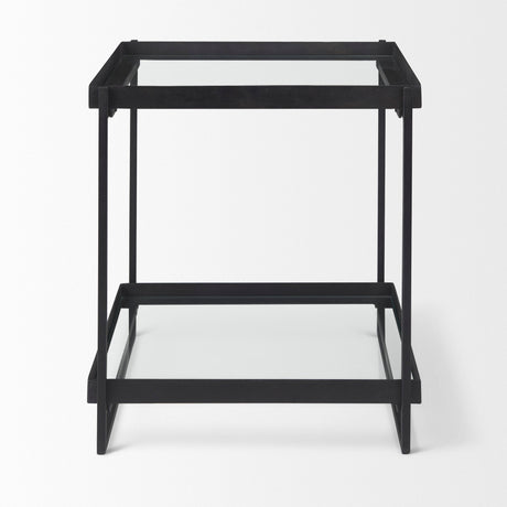 Trey Black Metal W/Glass Accent Table by Mercana at Eve Furniture