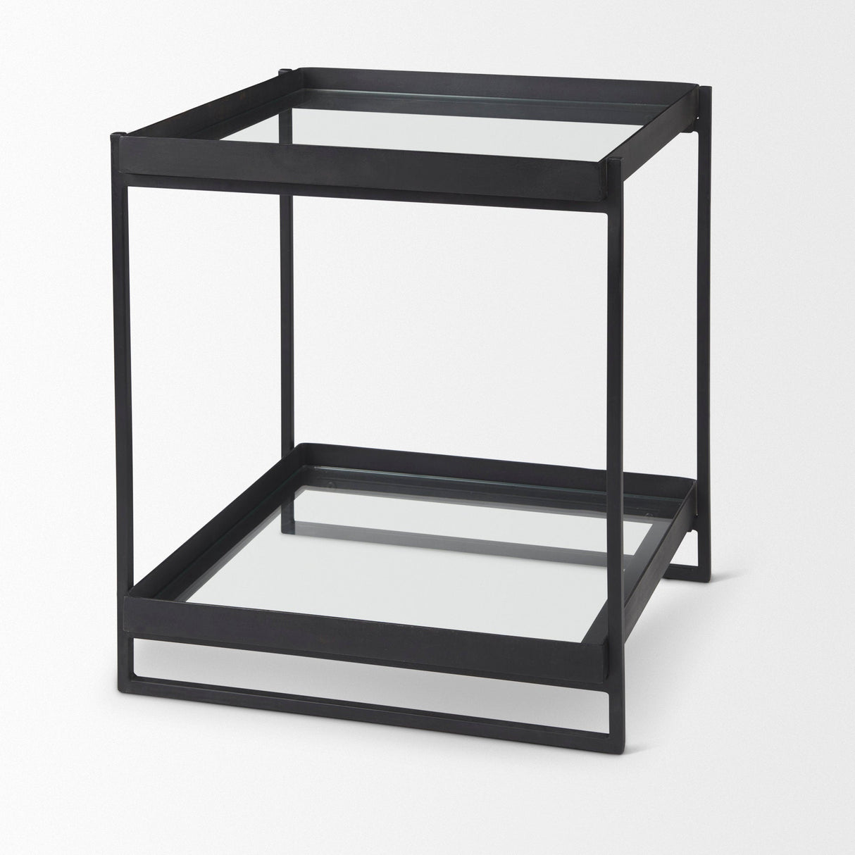 Trey Black Metal W/Glass Accent Table by Mercana at Eve Furniture