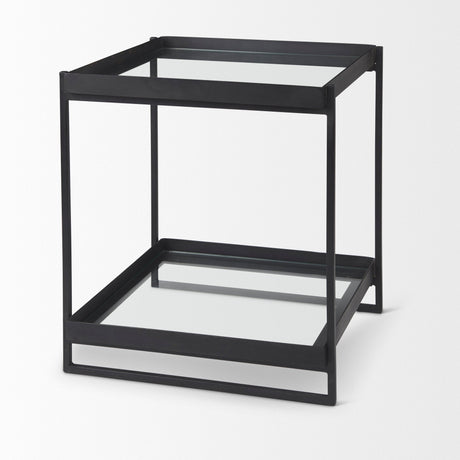 Trey Black Metal W/Glass Accent Table by Mercana at Eve Furniture