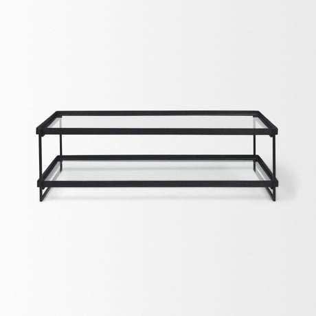 Trey Black Metal W/Glass Coffee Table by Mercana at Eve Furniture