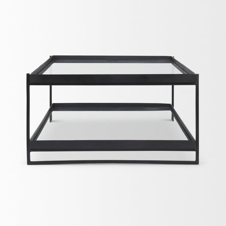 Trey Black Metal W/Glass Coffee Table by Mercana at Eve Furniture