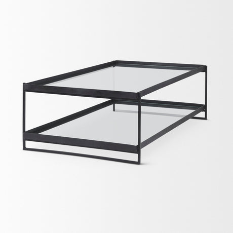 Trey Black Metal W/Glass Coffee Table by Mercana at Eve Furniture
