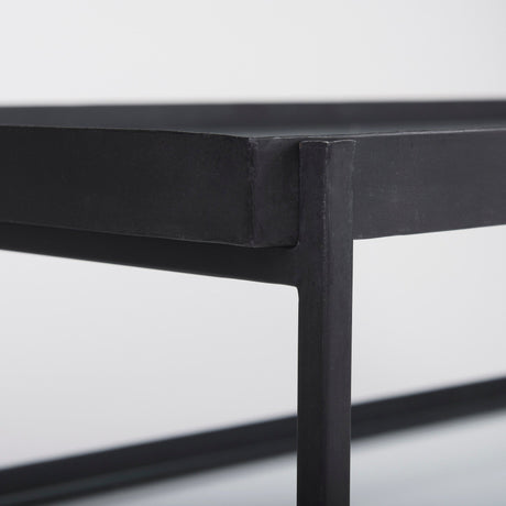 Trey Black Metal W/Glass Coffee Table by Mercana at Eve Furniture