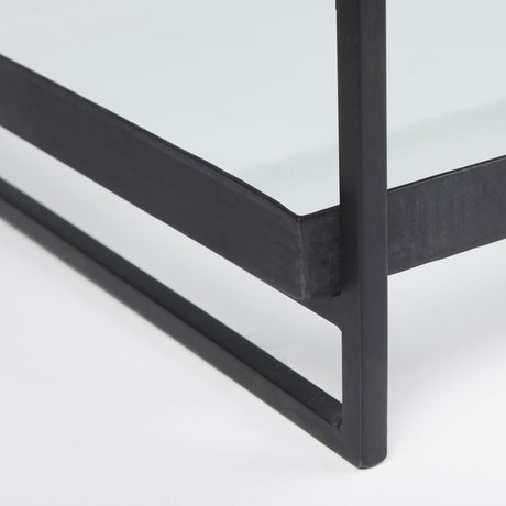 Trey Black Metal W/Glass Coffee Table by Mercana at Eve Furniture