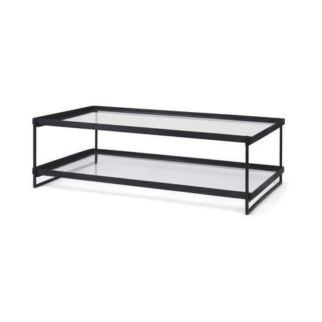 Trey Black Metal W/Glass Coffee Table by Mercana at Eve Furniture