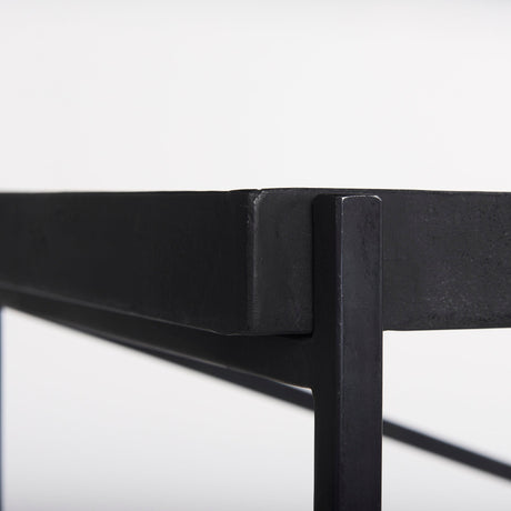 Trey Black Metal W/Glass Console Table by Mercana at Eve Furniture