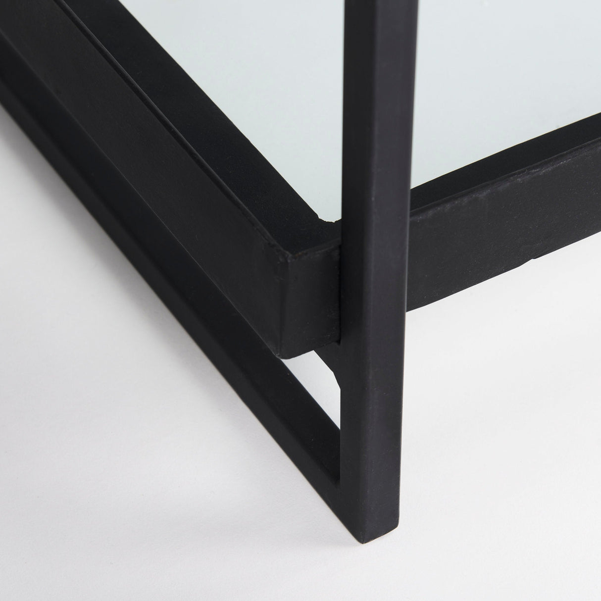 Trey Black Metal W/Glass Console Table by Mercana at Eve Furniture