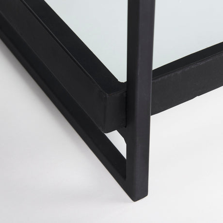 Trey Black Metal W/Glass Console Table by Mercana at Eve Furniture