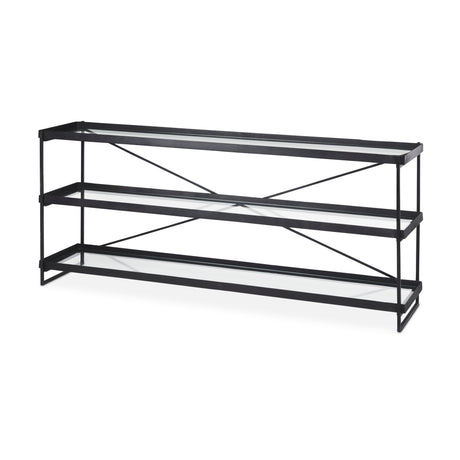 Trey Black Metal W/Glass Console Table by Mercana at Eve Furniture
