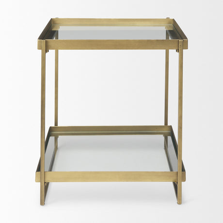 Trey Gold Metal W/Glass Accent Table by Mercana at Eve Furniture