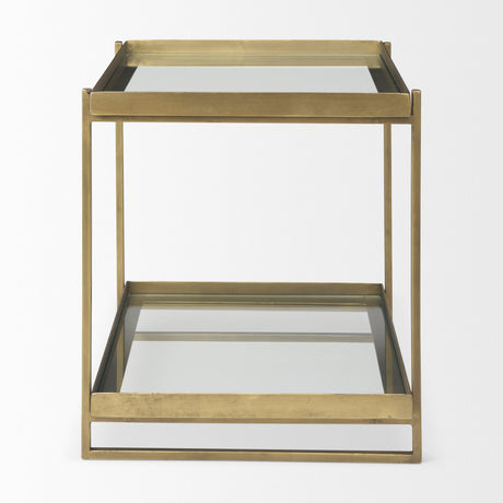 Trey Gold Metal W/Glass Accent Table by Mercana at Eve Furniture