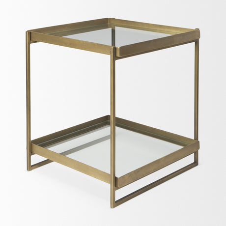 Trey Gold Metal W/Glass Accent Table by Mercana at Eve Furniture