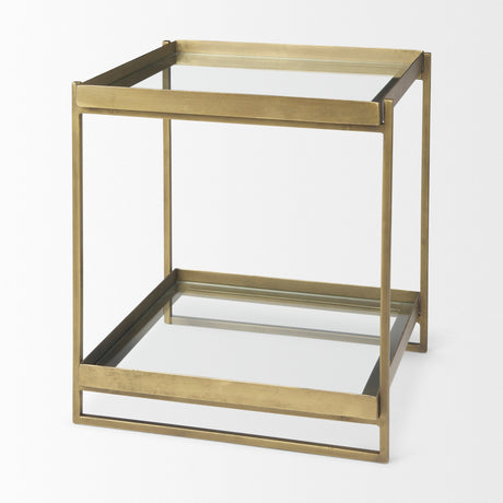Trey Gold Metal W/Glass Accent Table by Mercana at Eve Furniture