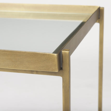 Trey Gold Metal W/Glass Accent Table by Mercana at Eve Furniture