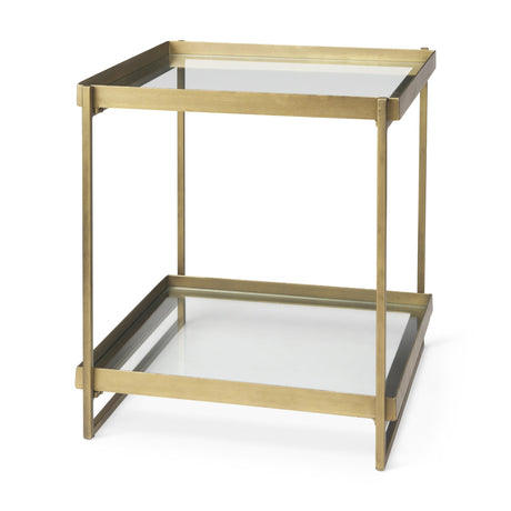Trey Gold Metal W/Glass Accent Table by Mercana at Eve Furniture