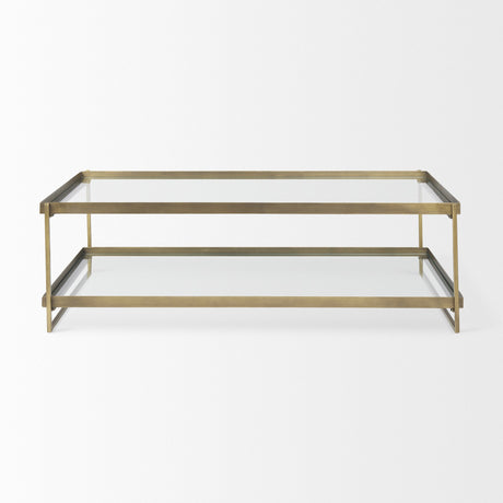 Trey Gold Metal W/Glass Coffee table by Mercana at Eve Furniture