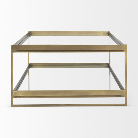 Trey Gold Metal W/Glass Coffee table by Mercana at Eve Furniture
