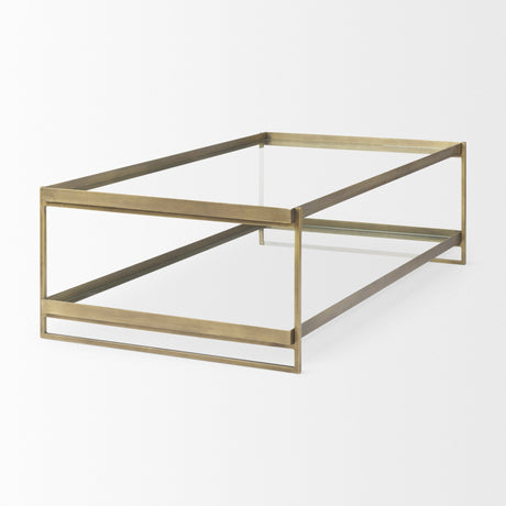 Trey Gold Metal W/Glass Coffee table by Mercana at Eve Furniture