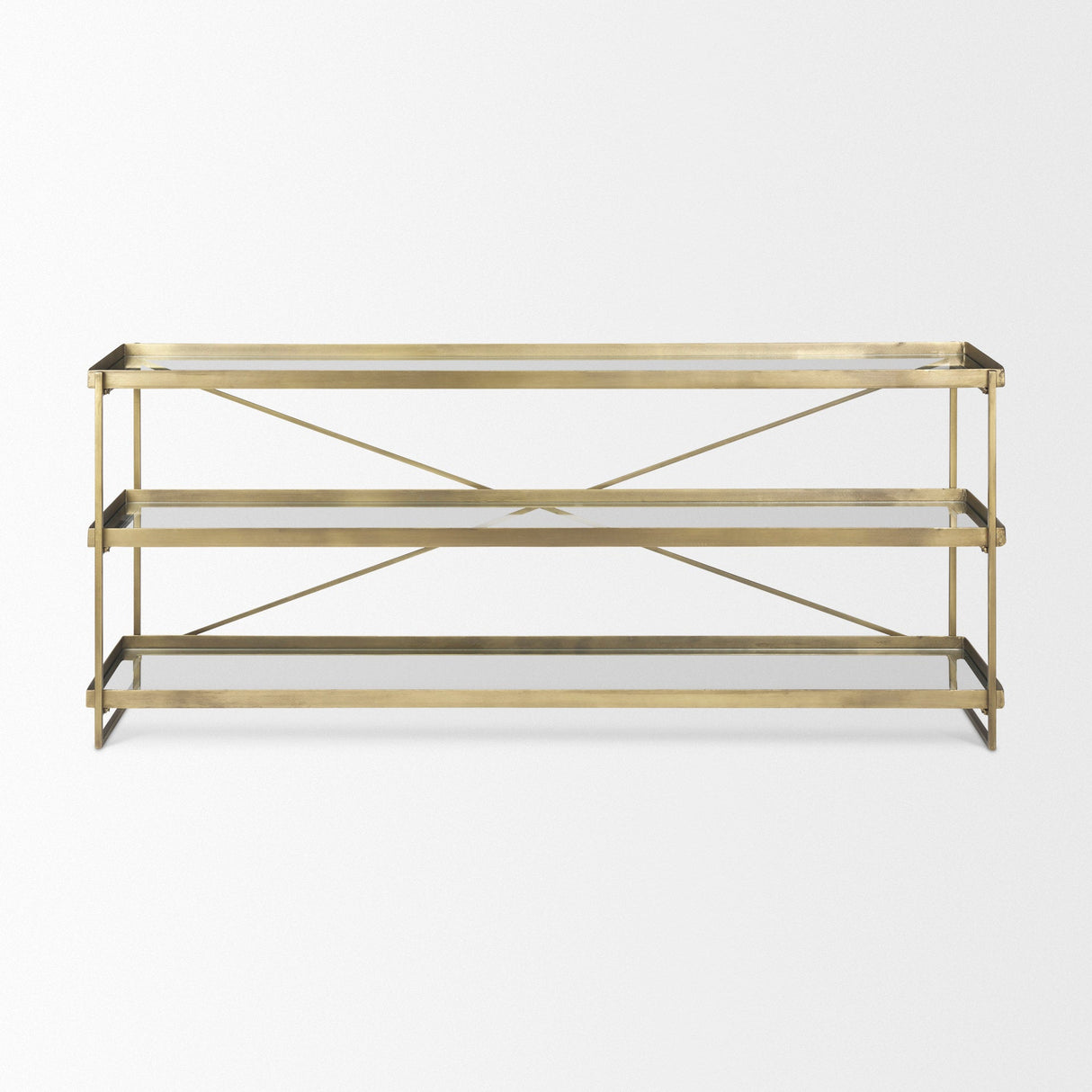 Trey Gold Metal W/Glass Console Table by Mercana at Eve Furniture