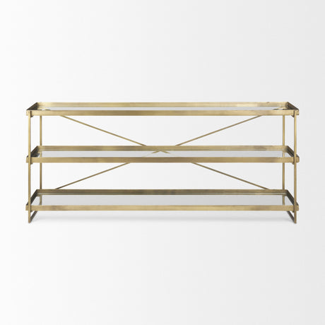 Trey Gold Metal W/Glass Console Table by Mercana at Eve Furniture