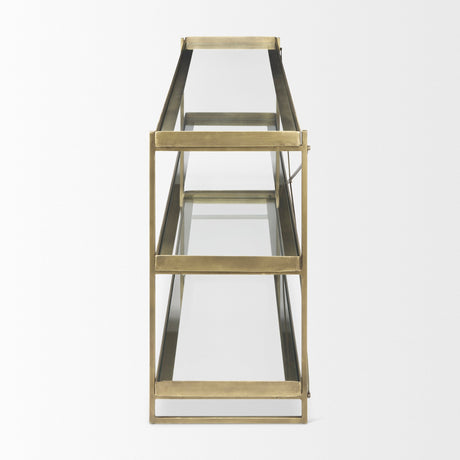Trey Gold Metal W/Glass Console Table by Mercana at Eve Furniture