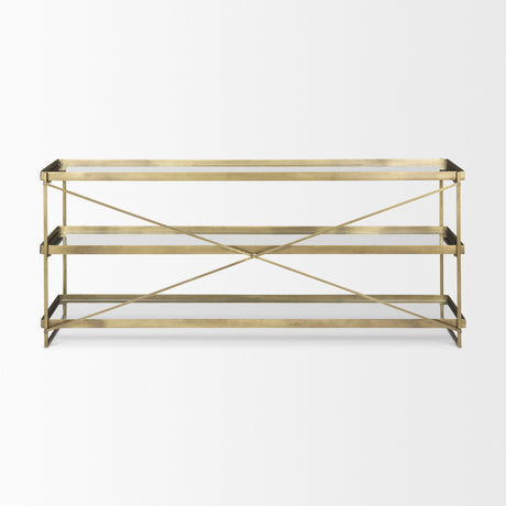 Trey Gold Metal W/Glass Console Table by Mercana at Eve Furniture