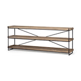 Trey I 80L x 16W Brown Wood and Black Iron Console Table by Mercana at Eve Furniture