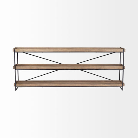 Trey I Brown Wood and Black Iron Console Table by Mercana at Eve Furniture