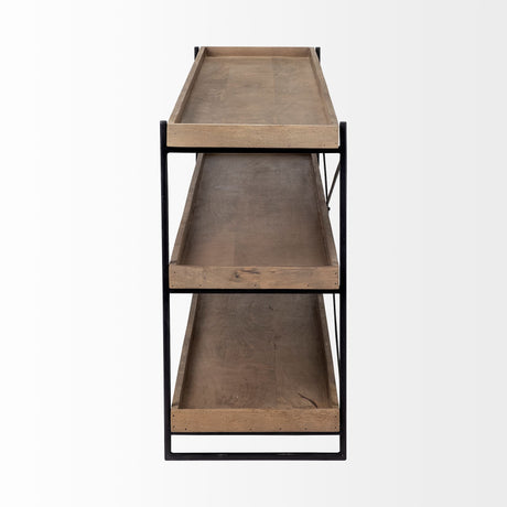Trey I Brown Wood and Black Iron Console Table by Mercana at Eve Furniture