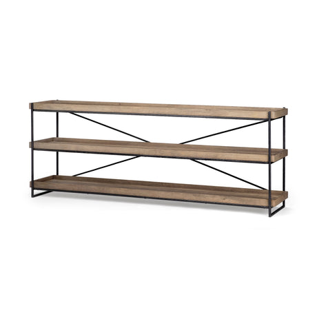 Trey I Brown Wood and Black Iron Console Table by Mercana at Eve Furniture