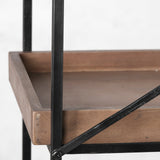 Trey IV Medium Brown Wood and Iron Five Tray Shelf Shelving Unit by Mercana at Eve Furniture