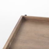 Trey Rectangular Brown Solid Wood Top Table Black Metal Frame Two-Tier Coffee Table by Mercana at Eve Furniture