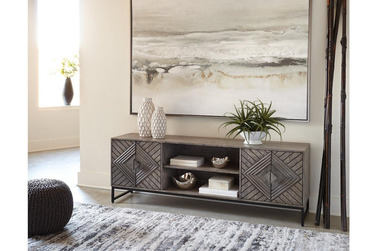 Treybrook Distressed Gray Accent Cabinet by Ashley at Eve Furniture
