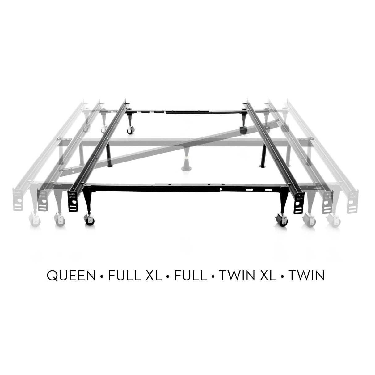 Tri-Support Black Queen/Full/Twin Adjustable Bed Frame w/ Reinforced Glides by Malouf at Eve Furniture