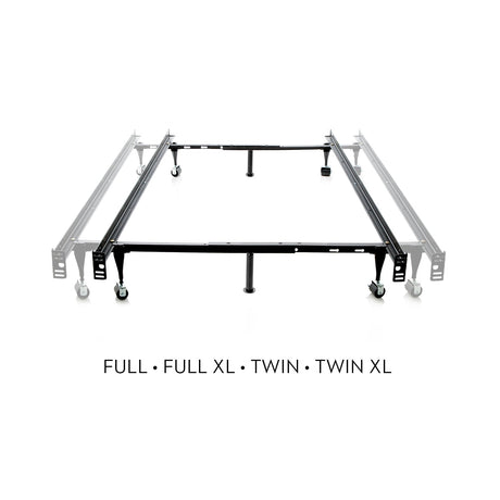 Tri-Support Black Twin/Full Adjustable Bed Frame w/ Rug Rollers by Malouf at Eve Furniture