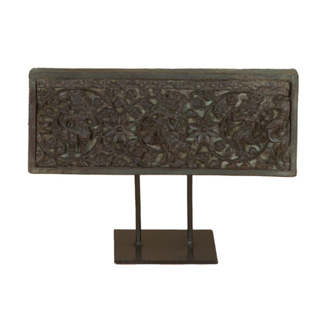 Tribal 15" Carved Wooden Panel on Iron Stand by Home Trends & Design at Eve Furniture