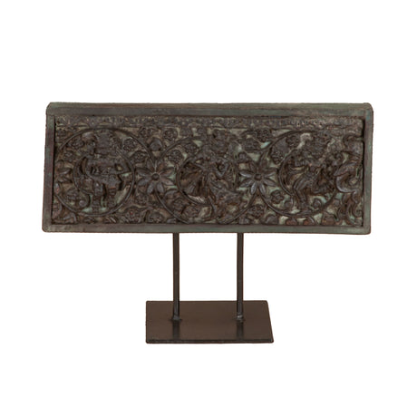 Tribal 15" Carved Wooden Panel on Iron Stand by Home Trends & Design at Eve Furniture