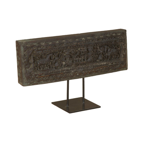 Tribal 20" Carved Wood Panel on Iron Stand by Home Trends & Design at Eve Furniture