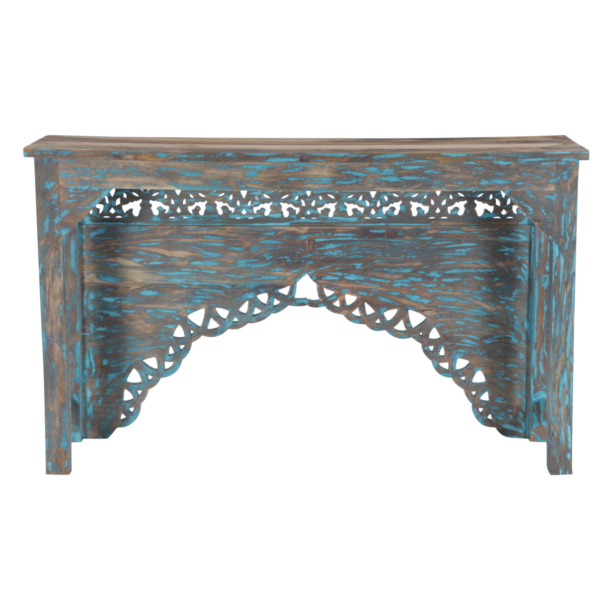 Tribal 59" Carved Wood Console Table in Teal by Home Trends & Design at Eve Furniture