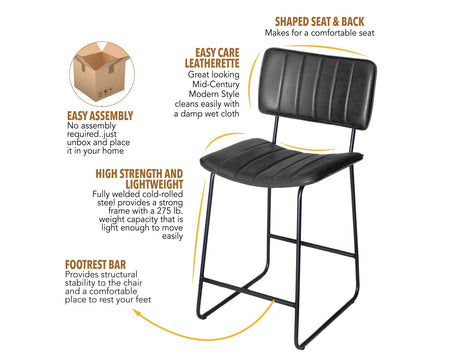 Tribeca Black 24″ Commercial Grade Counter Stool by Steve Silver at Eve Furniture