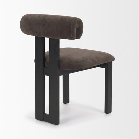 Tribeca Curve Open Back Charcoal Chenille Tripod Frame Dining Chair, Set of 2 by Mercana at Eve Furniture