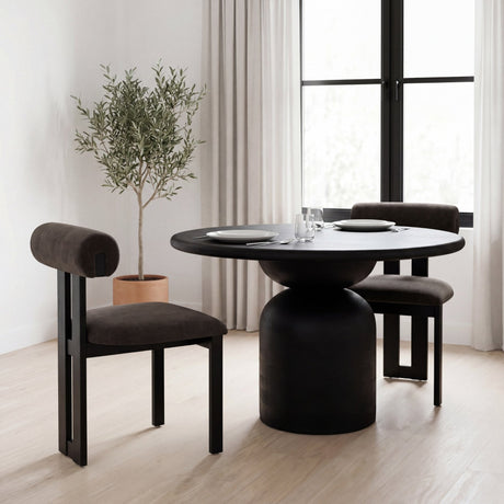 Tribeca Curve Open Back Charcoal Chenille Tripod Frame Dining Chair, Set of 2 by Mercana at Eve Furniture