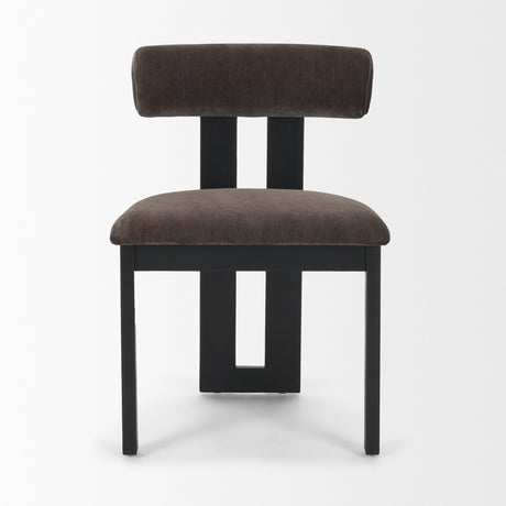 Tribeca Curve Open Back Charcoal Chenille Tripod Frame Dining Chair, Set of 2 by Mercana at Eve Furniture