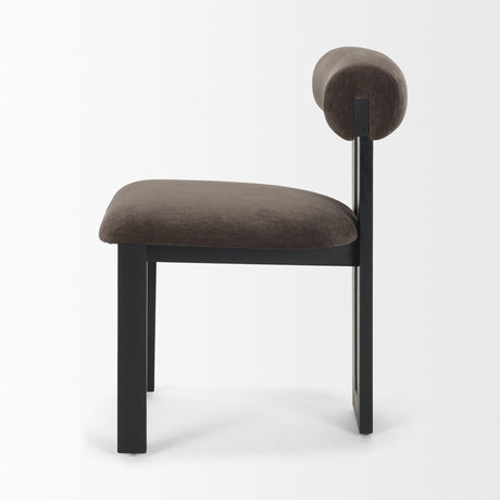 Tribeca Curve Open Back Charcoal Chenille Tripod Frame Dining Chair, Set of 2 by Mercana at Eve Furniture