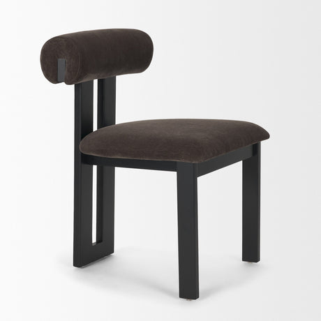 Tribeca Curve Open Back Charcoal Chenille Tripod Frame Dining Chair, Set of 2 by Mercana at Eve Furniture