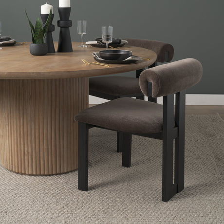 Tribeca Curve Open Back Charcoal Chenille Tripod Frame Dining Chair, Set of 2 by Mercana at Eve Furniture