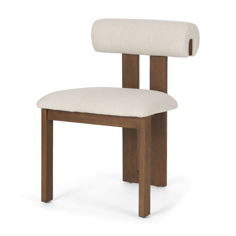 Tribeca Curve Open Back Cream and Dark Brown Tripod Frame Dining Chair by Mercana at Eve Furniture