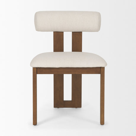 Tribeca Curve Open Back Cream and Dark Brown Tripod Frame Dining Chair by Mercana at Eve Furniture