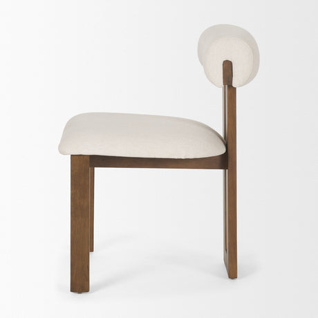 Tribeca Curve Open Back Cream and Dark Brown Tripod Frame Dining Chair by Mercana at Eve Furniture