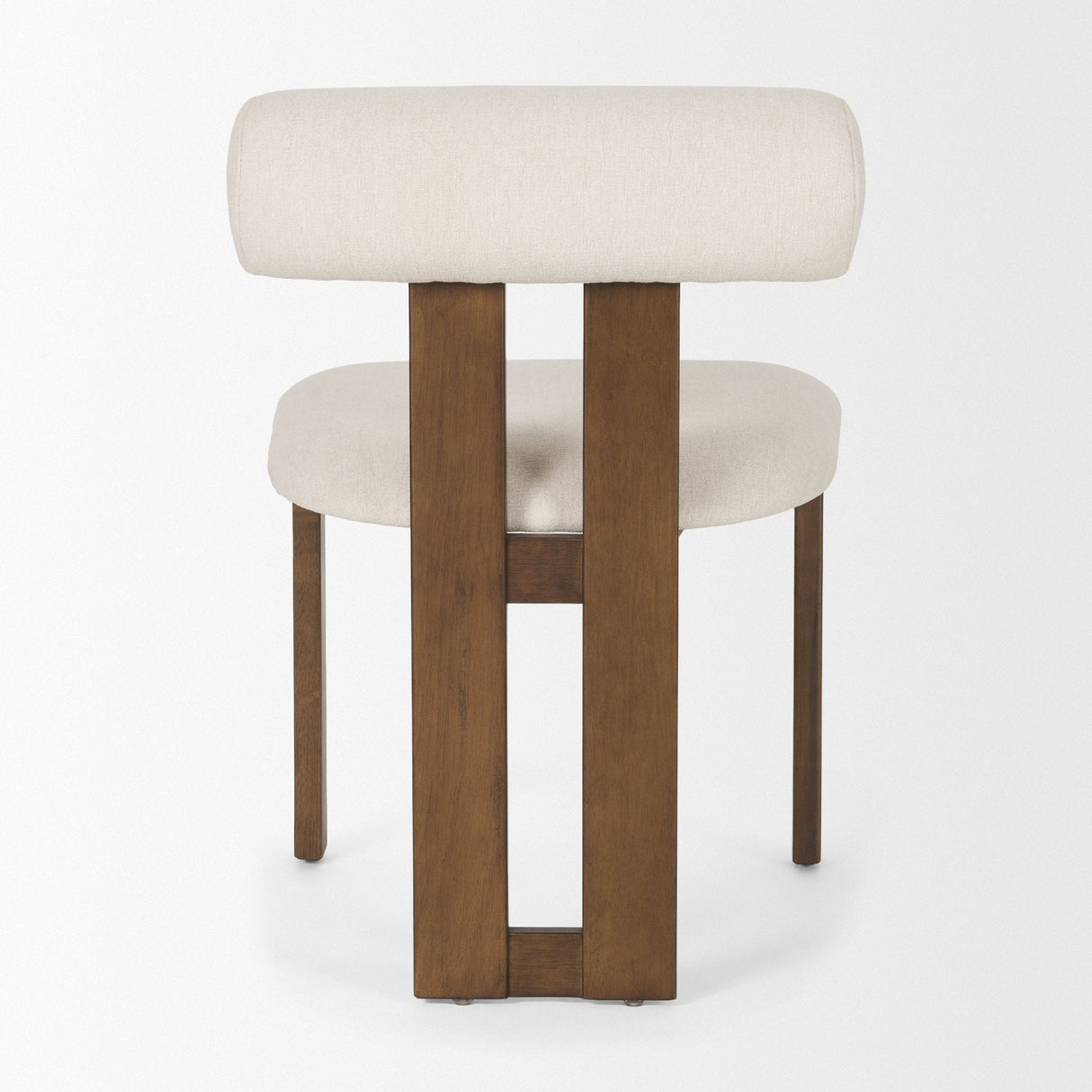 Tribeca Curve Open Back Cream and Dark Brown Tripod Frame Dining Chair by Mercana at Eve Furniture